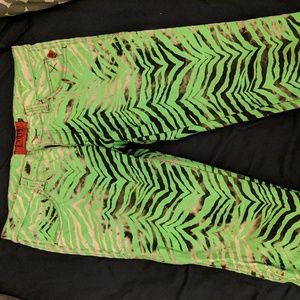 Tripp NYC Green Zebra Striped Pants